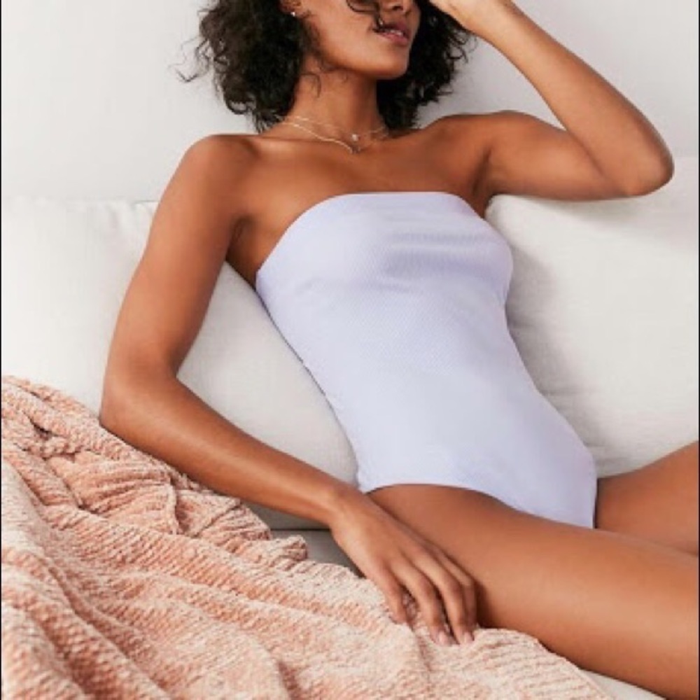 Out from Under Strapless Ribbed Lavender Bodysuit